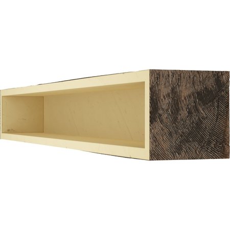 Ekena Millwork Hand Hewn Faux Wood Fireplace Mantel, Premium Aged, 4"H x 4"D x 60"W MANUHH04X04X60ZD